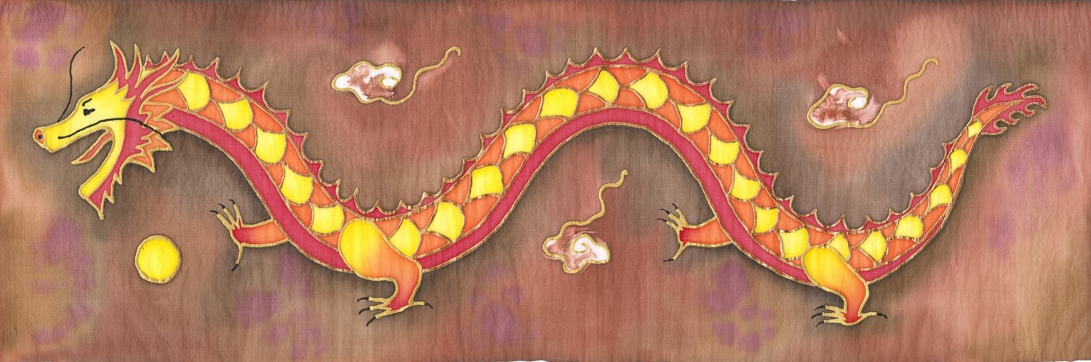 Chinese dragon silk painting
