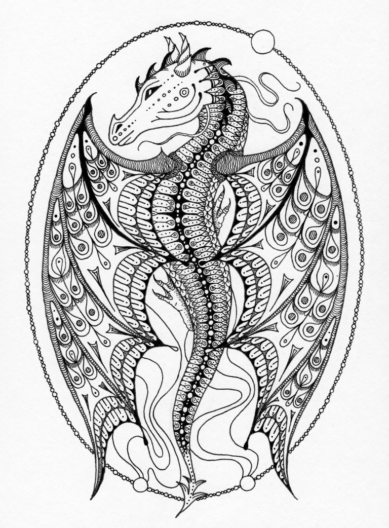 Dragon pen and ink drawing